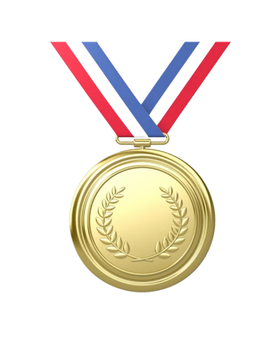 Gold medal with tricolour ribbon by Trophy Xpert